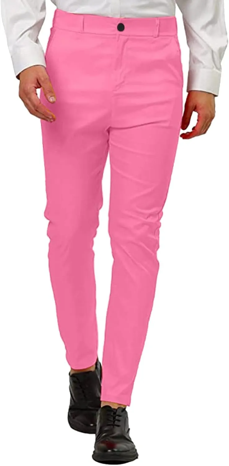 Dress Pants for Men Slim Fit Tapered Flat Front Suit Trousers Casual Skinny Stretch Business Clothes