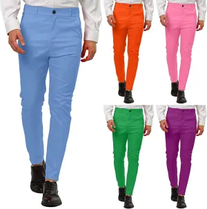 Dress Pants for Men Slim Fit Tapered Flat Front Suit Trousers Casual Skinny Stretch Business Clothes