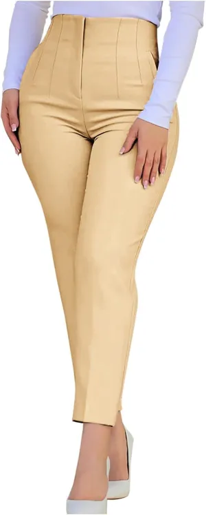 Dress Pants for Women Casual High Waist Work Office Pants Slim Fit Tummy Control Business Ankle Length Trousers