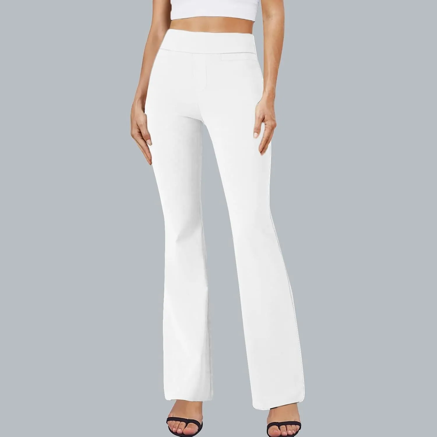 Dress Pants Women High Waist Stretchy Business Office Boho Pants Comfy Fashion Palazzo Wied Leg Work Casual Slacks