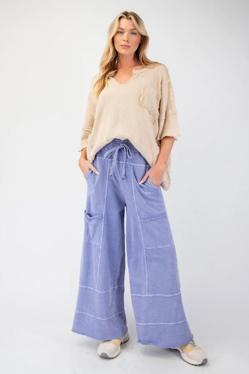 Easel Lazy Days Mineral Washed Wide Leg Pants