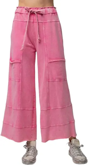 Easel Lazy Days Mineral Washed Wide Leg Pants