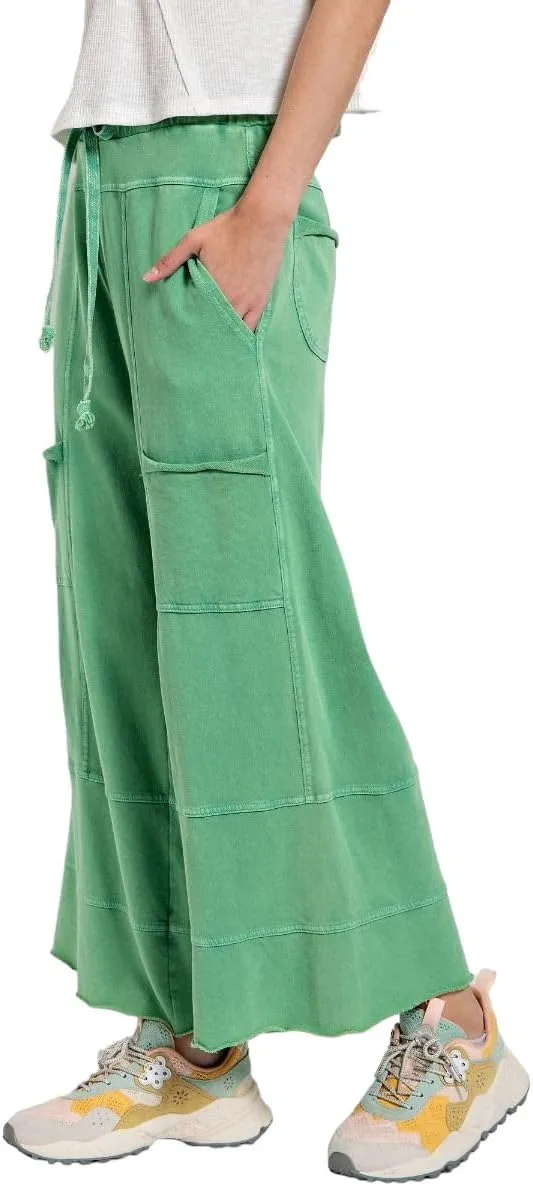 Easel Lazy Days Mineral Washed Wide Leg Pants