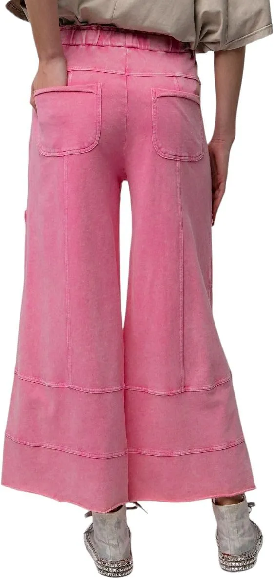 Easel Lazy Days Mineral Washed Wide Leg Pants