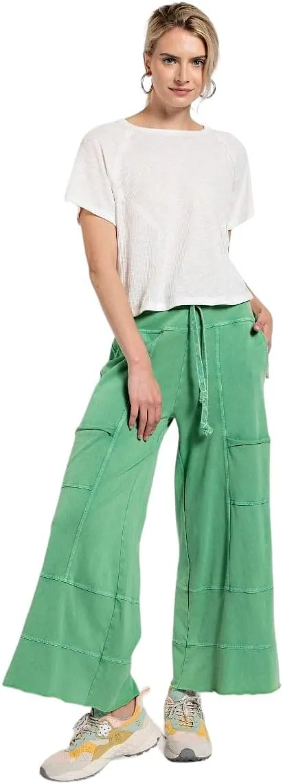Easel Lazy Days Mineral Washed Wide Leg Pants