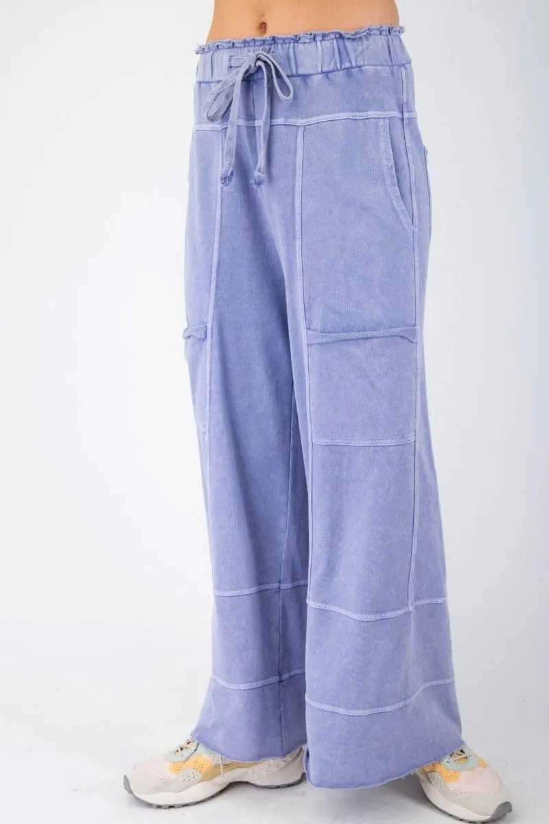 Easel Lazy Days Mineral Washed Wide Leg Pants