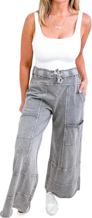Easel Lazy Days Mineral Washed Wide Leg Pants