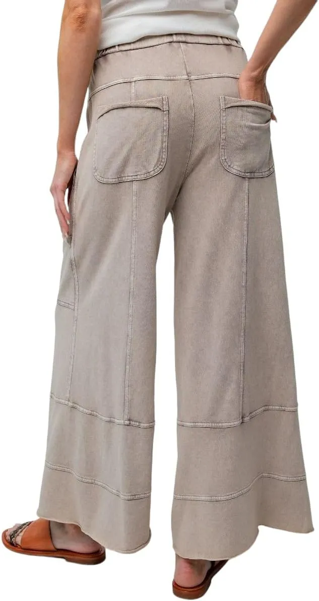 Easel Lazy Days Mineral Washed Wide Leg Pants