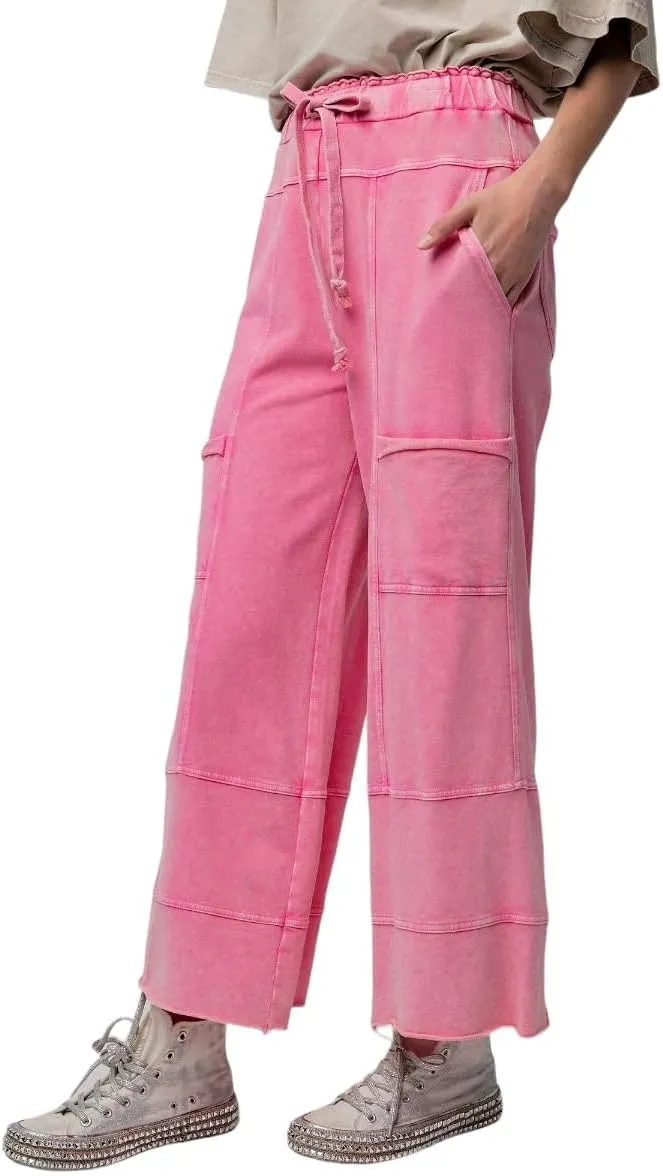 Easel Lazy Days Mineral Washed Wide Leg Pants