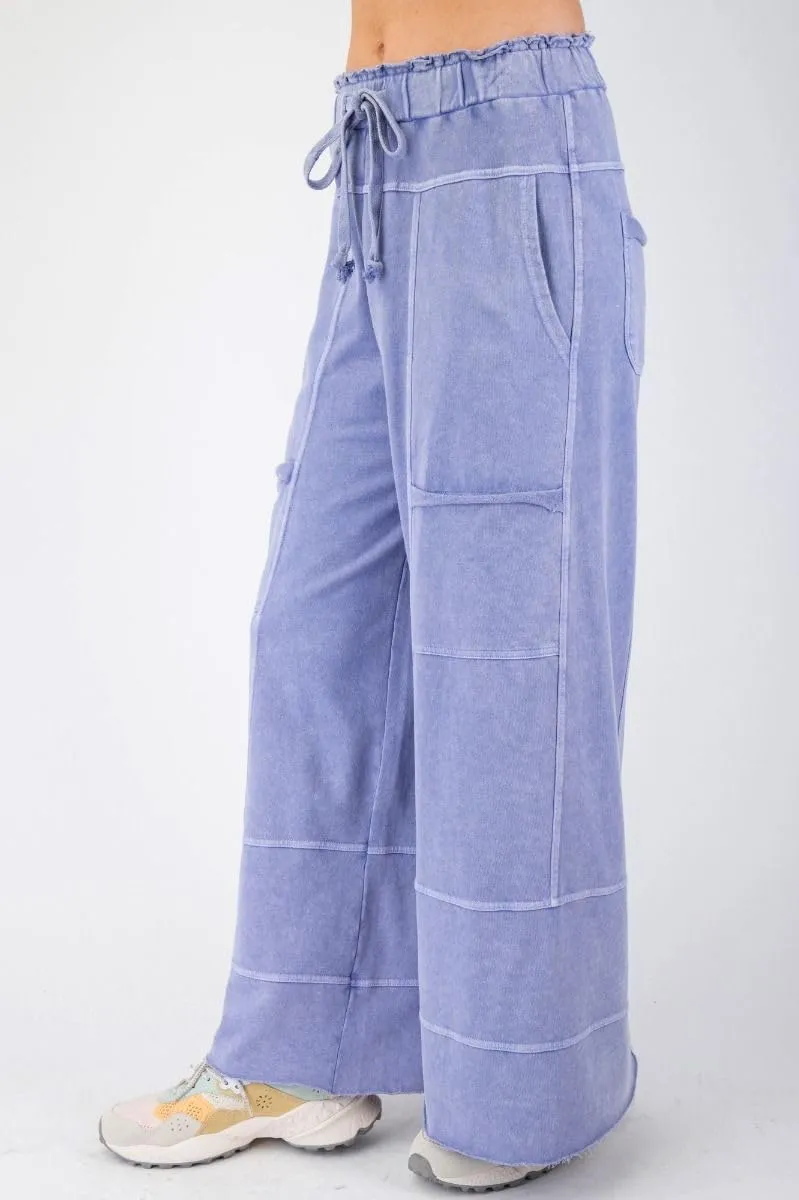 Easel Lazy Days Mineral Washed Wide Leg Pants