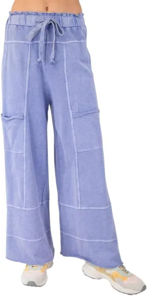 Easel Lazy Days Mineral Washed Wide Leg Pants