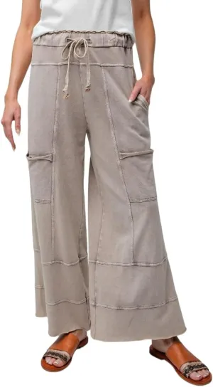 Easel Lazy Days Mineral Washed Wide Leg Pants