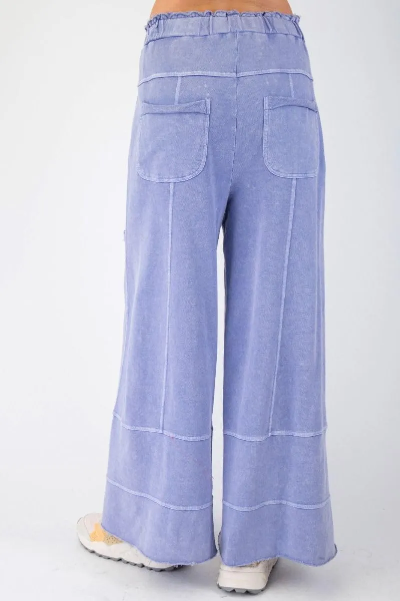 Easel Lazy Days Mineral Washed Wide Leg Pants