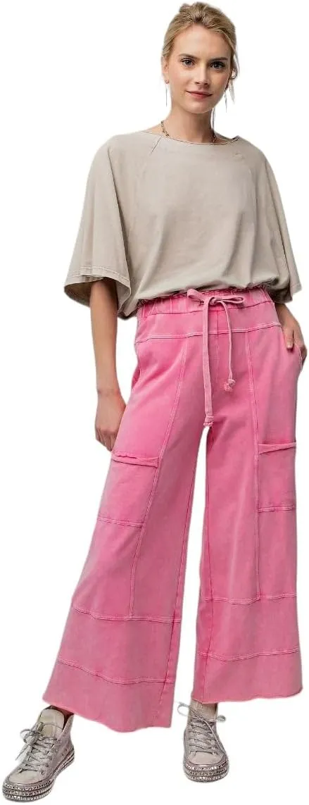 Easel Lazy Days Mineral Washed Wide Leg Pants