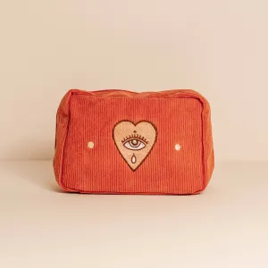 Embroidered Corduroy Makeup Bag