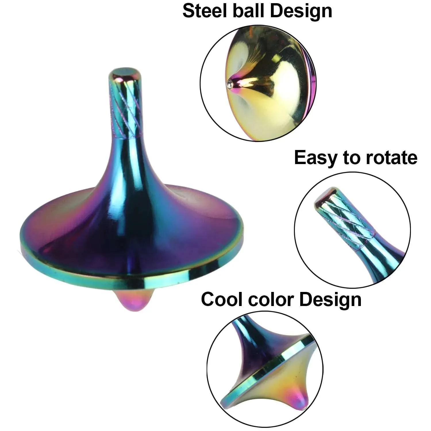 Endless Fun Mini Spinning Tops: Silver Steel Alloy Gyro Toys