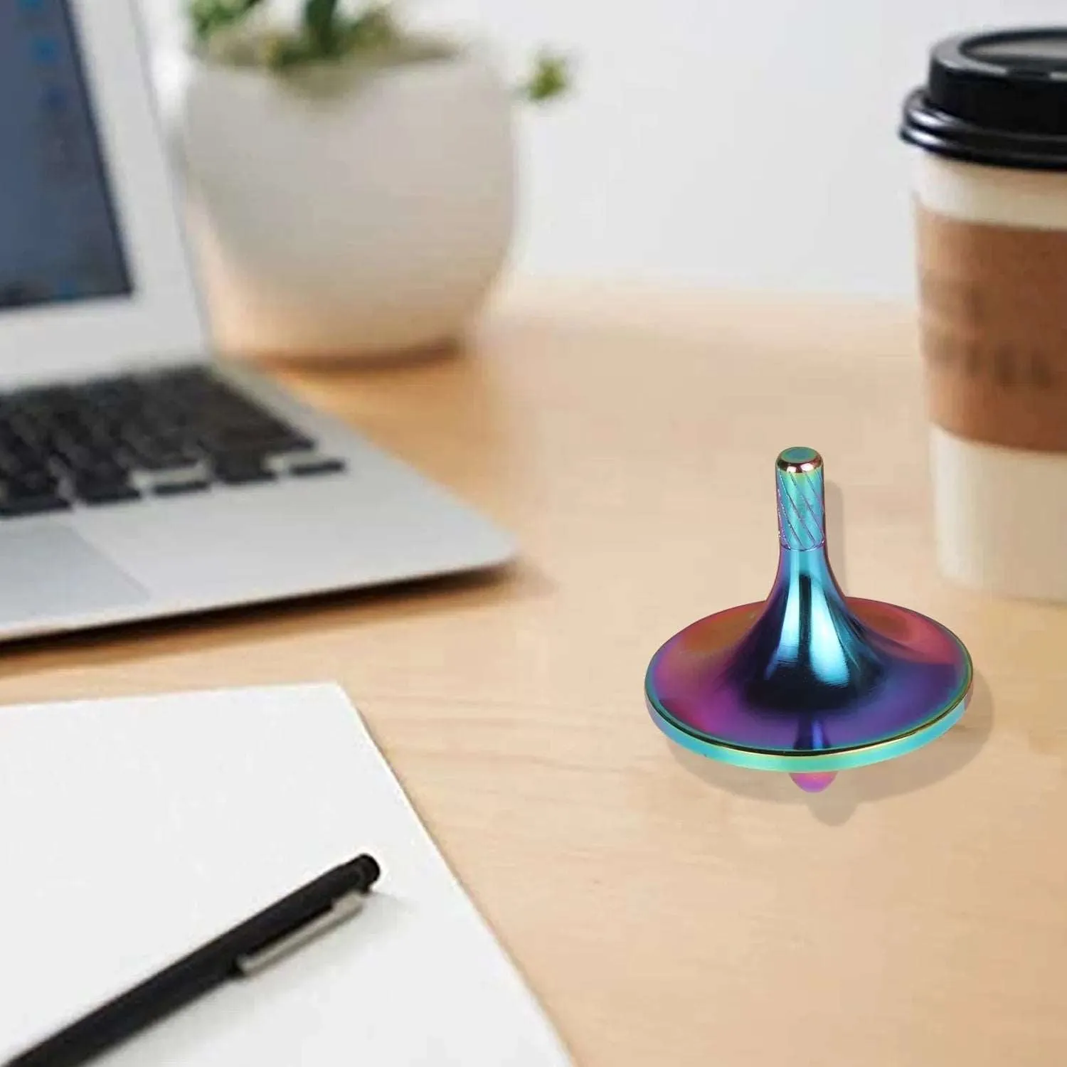 Endless Fun Mini Spinning Tops: Silver Steel Alloy Gyro Toys