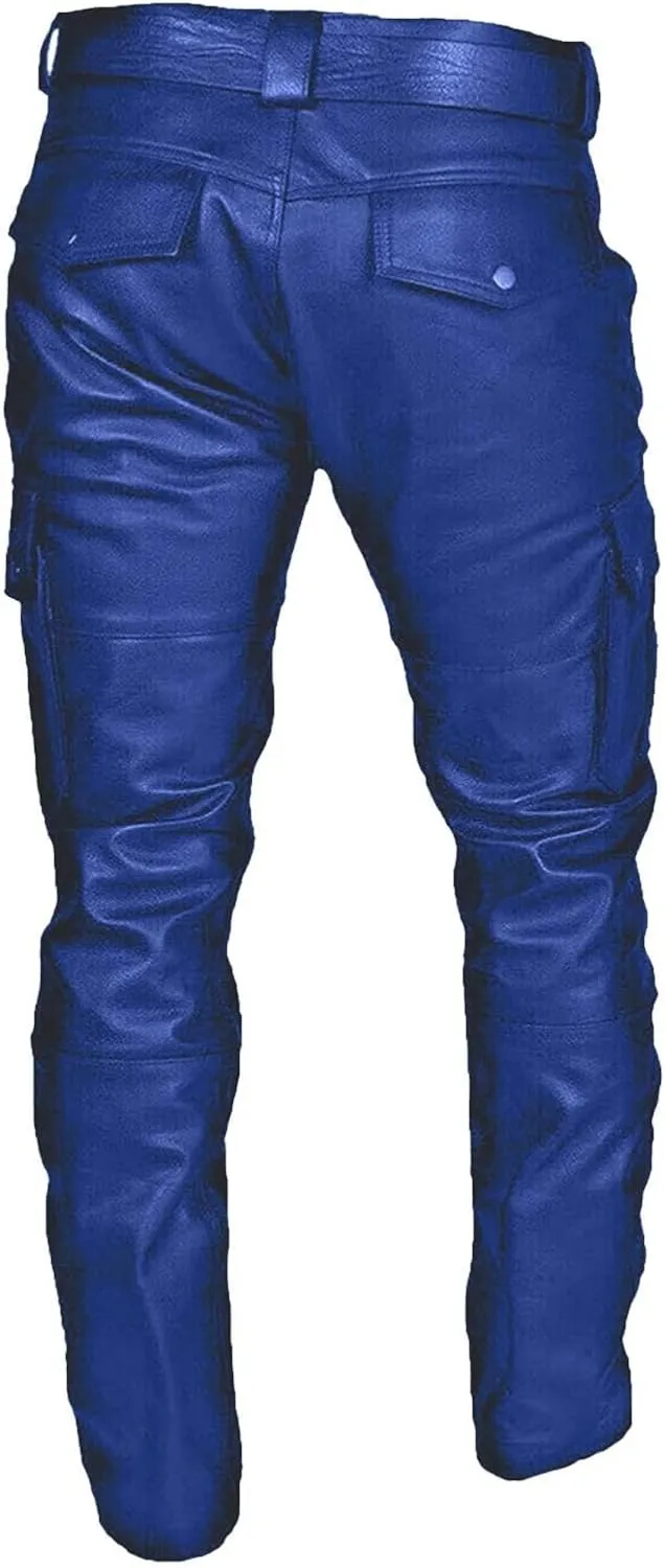 evzosrz Men's Faux Leather Pants Motorcycle Slim Fit Goth Steampunk Pants Sports Street Fall Winter Fashion Trousers