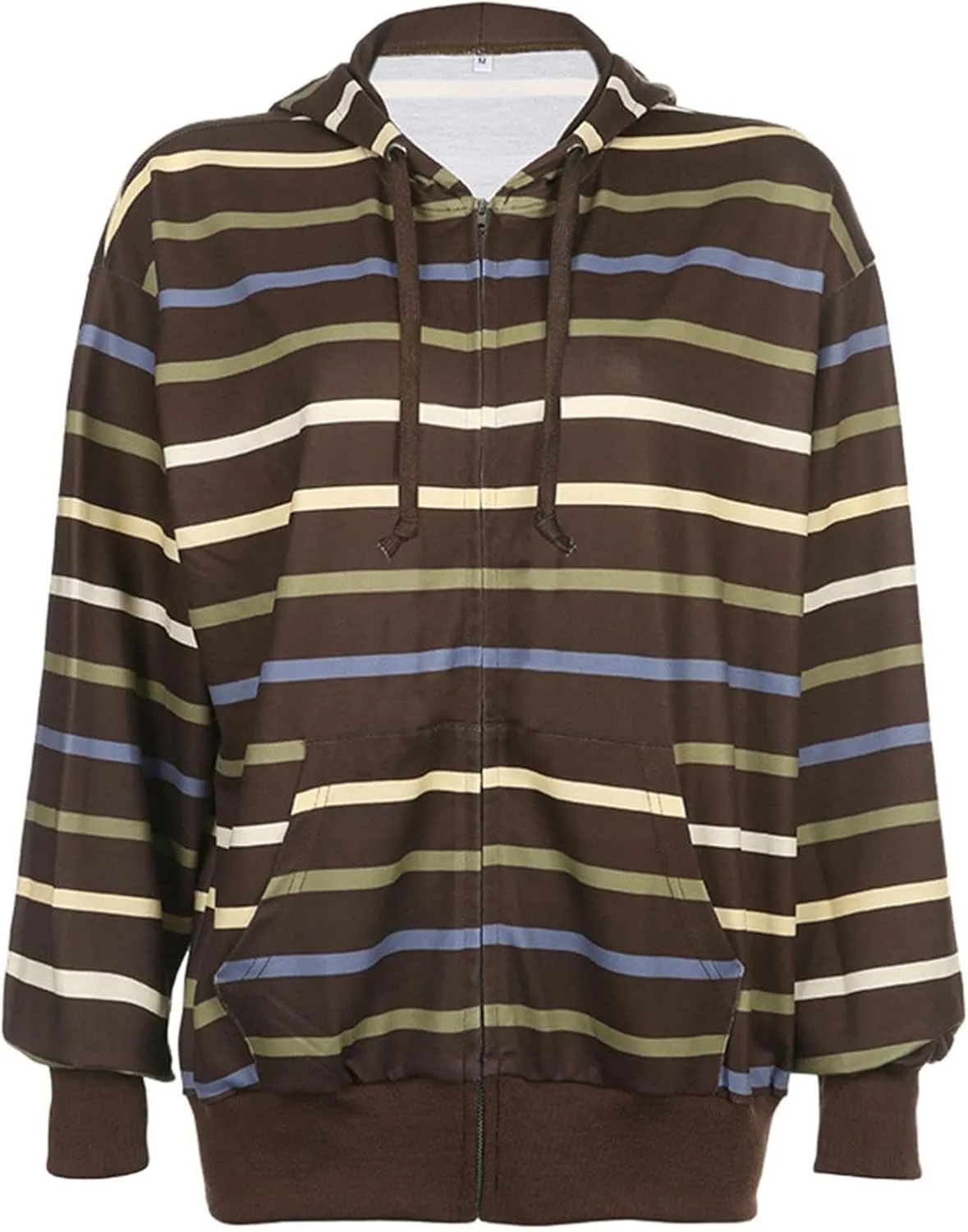Fall Outfits For Women 2024 Trendy Zip Up Hoodie Oversized Striped Jackets For Women Lightweight With Pocket