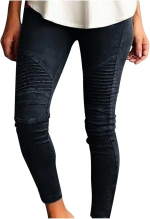 Fashion Women Skinny Pants High Waist Stretch Pencil Trousers Slim Ruched Zipper Work Pant Plus Size Casual Solid Pants