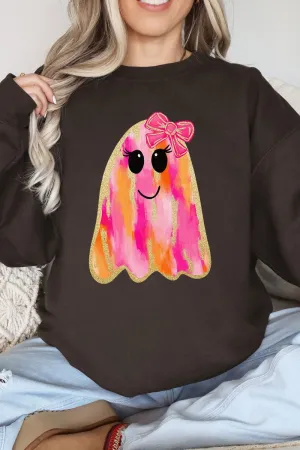 Faux Glitter Girly Ghost Heavy-weight Crew Sweatshirt
