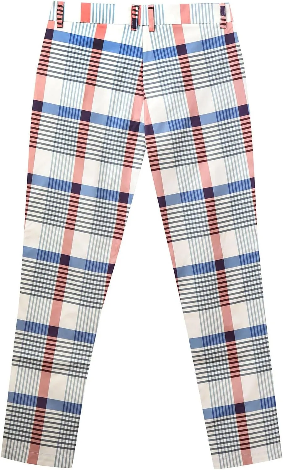 Finelylove Mens Dress Pants Slim Fit Flat Front Casual Plaid Pants Stretch Tapered Business Work Pants Chino Trousers