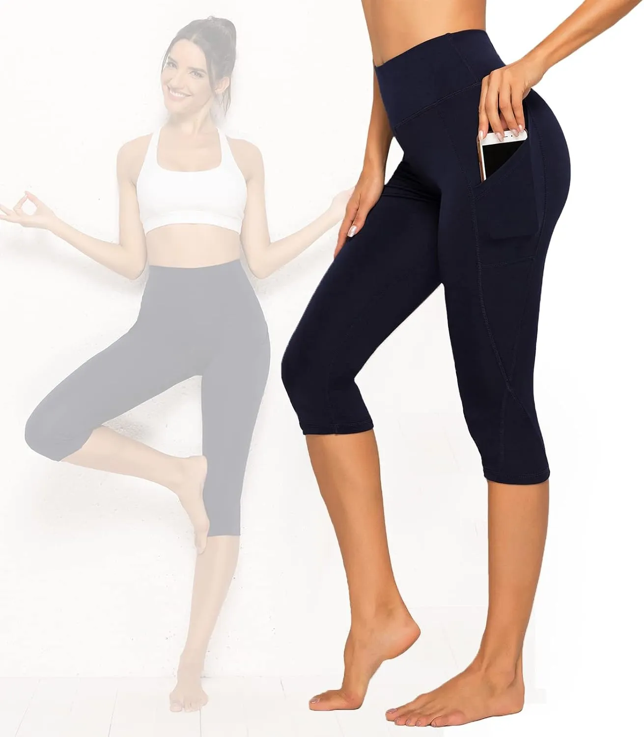 FITTOO Women's Yoga Capris Leggings Pockets Workout Pants