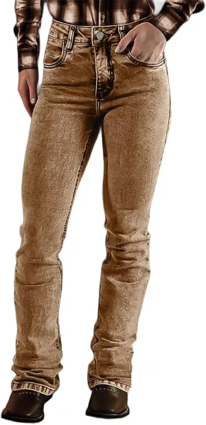 Flamingals Bootcut Jeans for Women Mid Rise Stretchy Skinny Jeans Wash Vintage Curvy Trendy Denim Pants