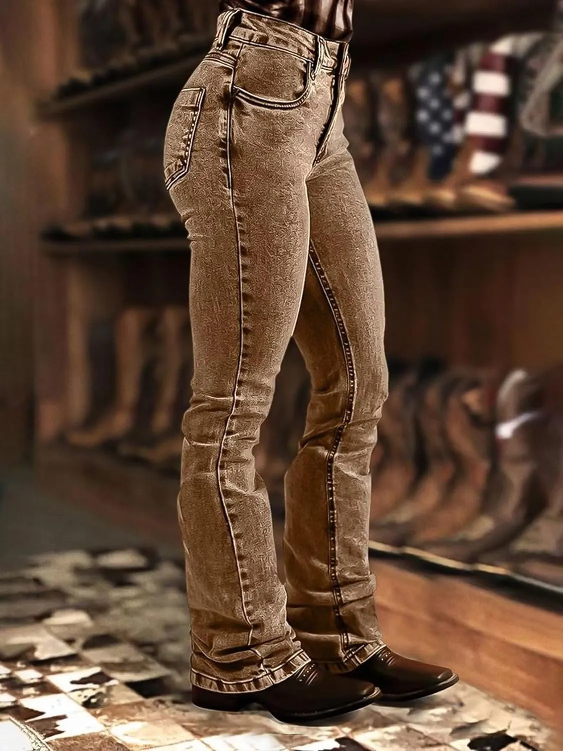 Flamingals Bootcut Jeans for Women Mid Rise Stretchy Skinny Jeans Wash Vintage Curvy Trendy Denim Pants