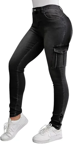 Flamingals Skinny Jeans for Women Stretch High Waisted Flap Pocket Butt Lifting Jeans