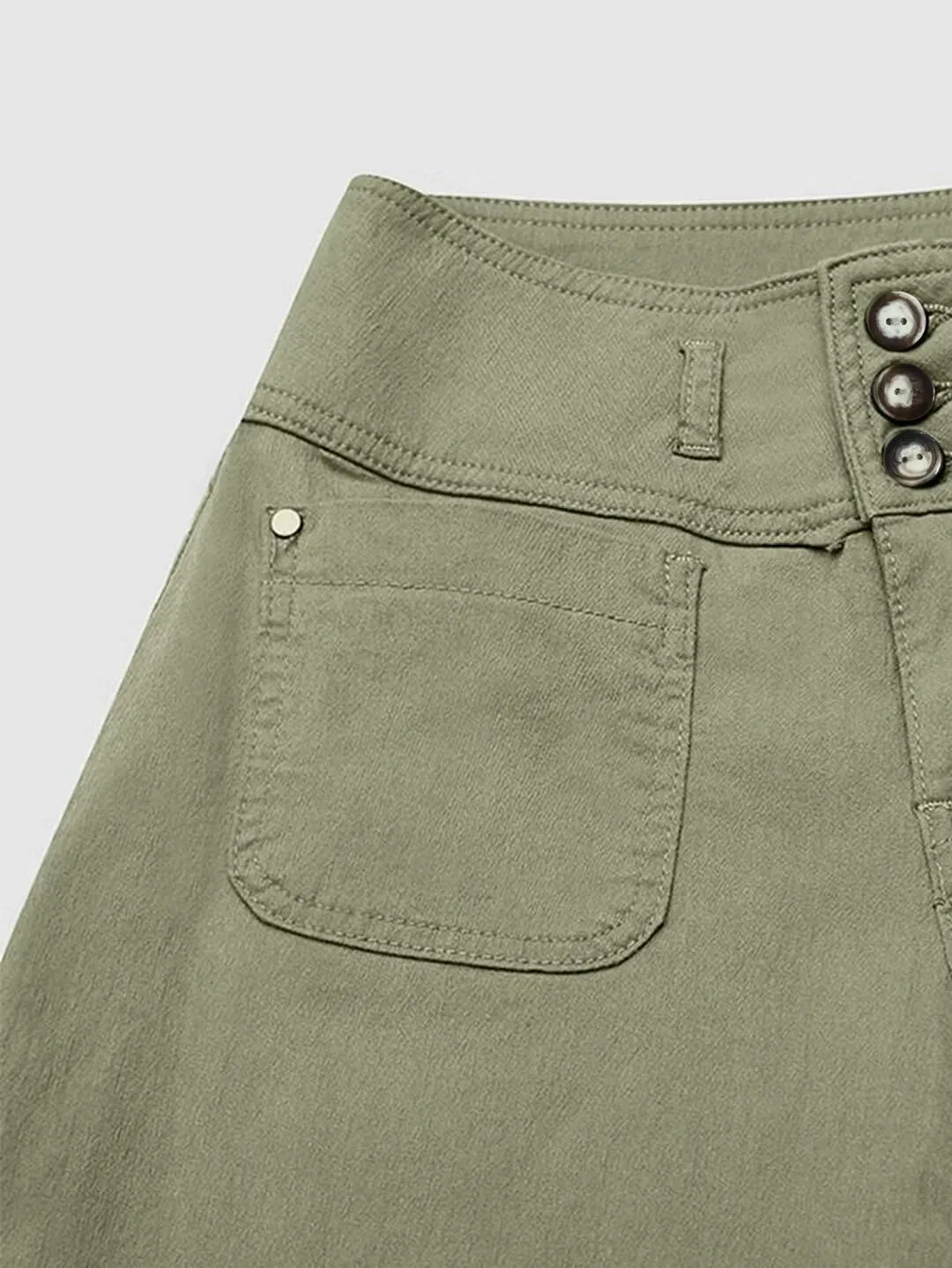 Flamingals Wide Leg Cropped Pants for Women Trendy Mid Rise Button Fly Barrel Jeans Stretchy Casual Ankle Pants
