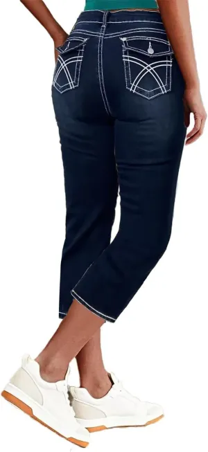 Flamingals Women's Denim Capri Jeans for Women Mid Rise Skinny Capri Pants