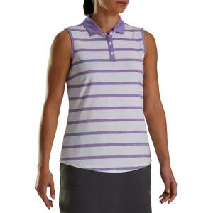FootJoy Womens Spacedye Stripe Polo - WHITE/PURPLE