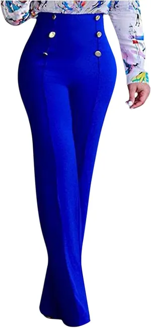 Formal Suit Pants for Women Premium Business Casual Dress Pants Slim Fit Straight Leg Trousers High Waist Button Pant