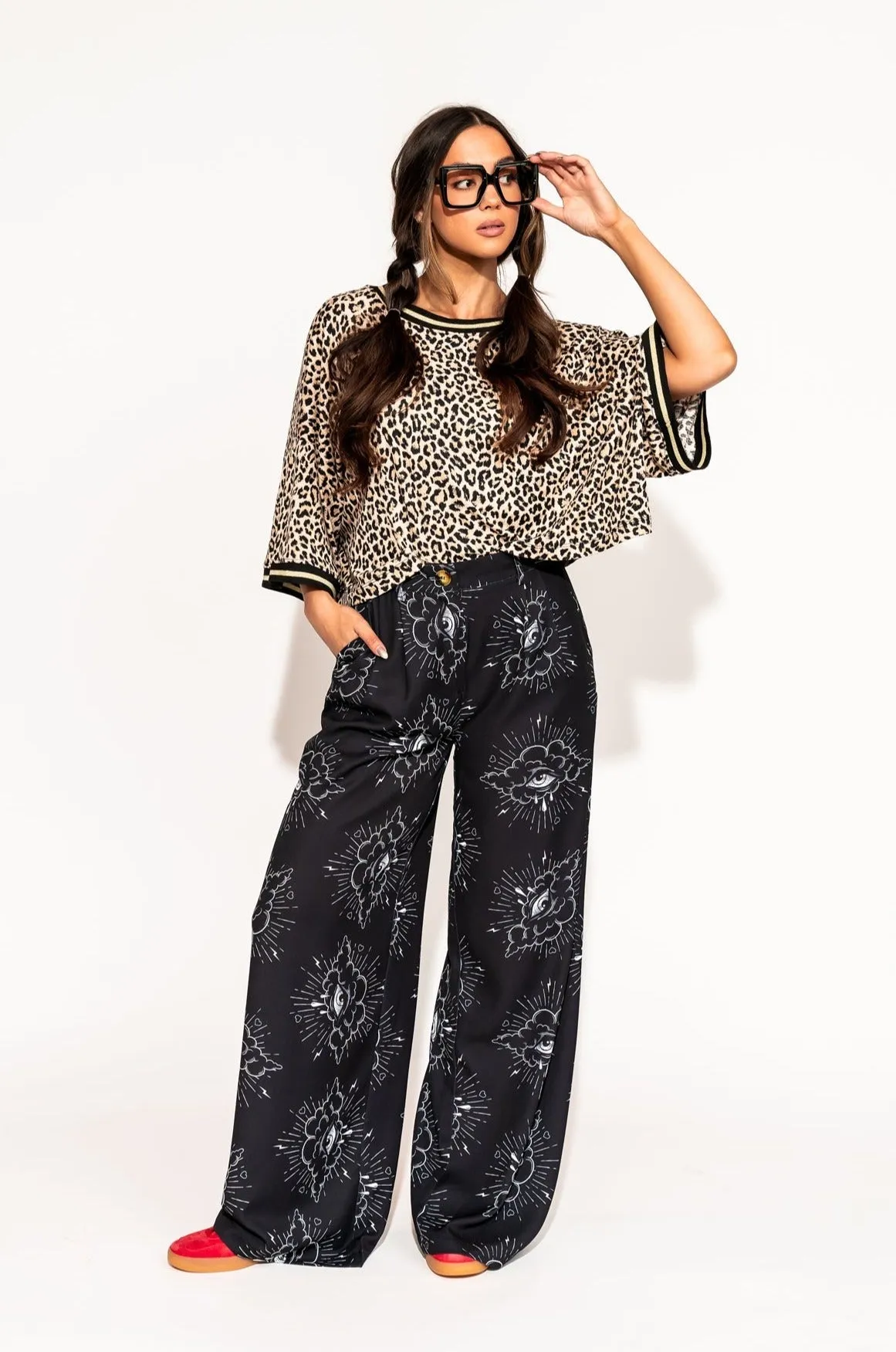 Frankie Cropped Tee in Leopard Rib