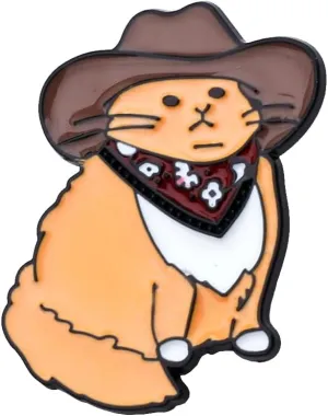Funny Cat Brooch Backpack Pins Enamel Brooch Cowboy Badge Pin for Bookbags Clothes Jackets Hat Decoration