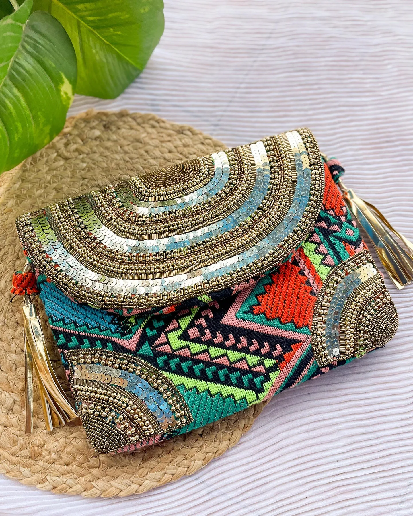 FUSION ZARI WORK DESIGN BOHO BAG