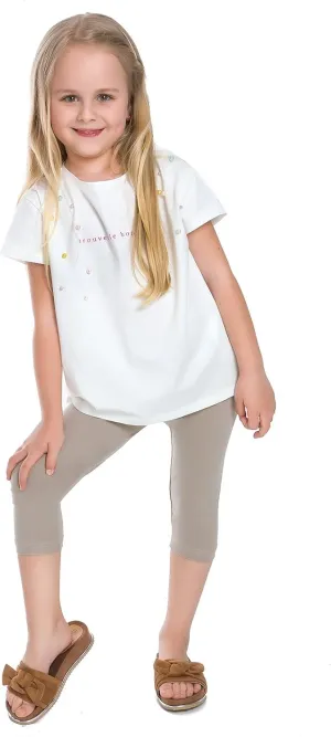 FUTURO FASHION Toddlers Girls Capri Leggings 3/4 Pants Basic School Sports Dance Kids Cropped Capri Summer Leggings, Age 2-13