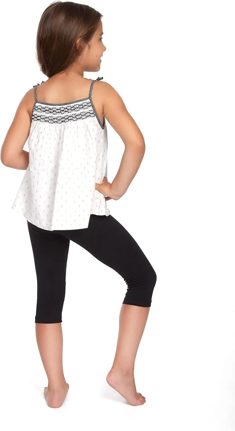 FUTURO FASHION Toddlers Girls Capri Leggings 3/4 Pants Basic School Sports Dance Kids Cropped Capri Summer Leggings, Age 2-13