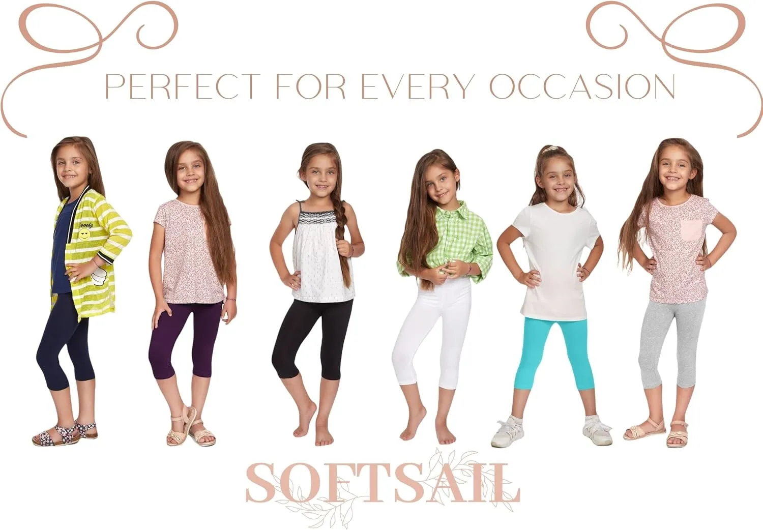 FUTURO FASHION Toddlers Girls Capri Leggings 3/4 Pants Basic School Sports Dance Kids Cropped Capri Summer Leggings, Age 2-13