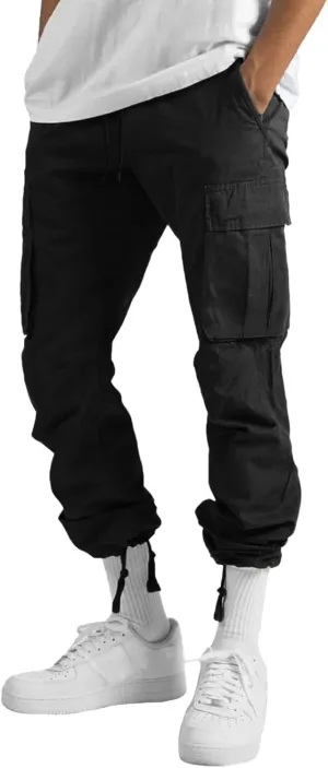 GIERIDUC Mens Cargo Pants Casual Hiking Pants Gym Workout Joggers Athletic Pants Cotton Loose Straight Leg Sweatpants for Men
