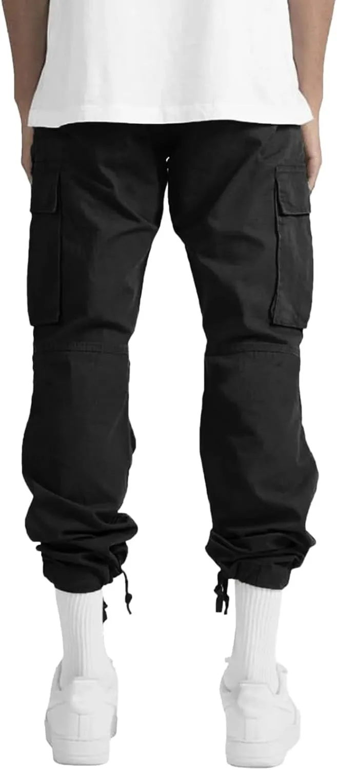 GIERIDUC Mens Cargo Pants Casual Hiking Pants Gym Workout Joggers Athletic Pants Cotton Loose Straight Leg Sweatpants for Men