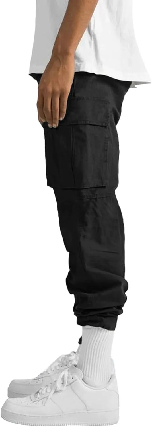 GIERIDUC Mens Cargo Pants Casual Hiking Pants Gym Workout Joggers Athletic Pants Cotton Loose Straight Leg Sweatpants for Men