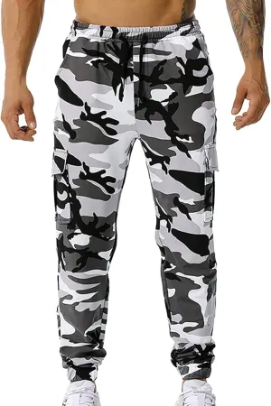 GIERIDUC Mens Cargo Pants Sweatpants Mens Lightweight Cotton Cargo Pants Waist Compression for Men High Waisted Scrub Pants