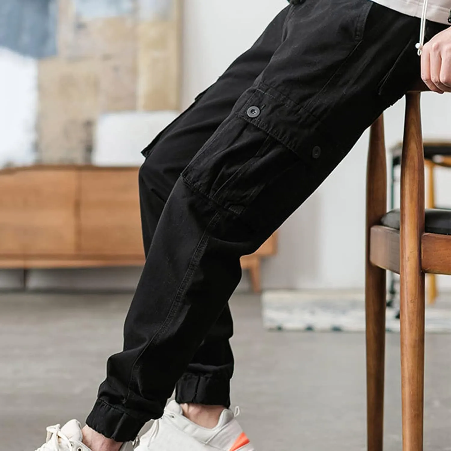 GIERIDUC Mens Hiking Cargo Pants Casual Workout Joggers Lightweight Gym Sweatpants Elastic Waist Athletic Pants with Pockets
