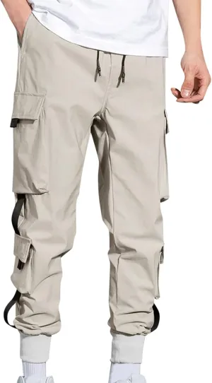 GIERIDUC Mens Hiking Cargo Pants Casual Workout Joggers Lightweight Gym Sweatpants Elastic Waist Athletic Pants with Pockets