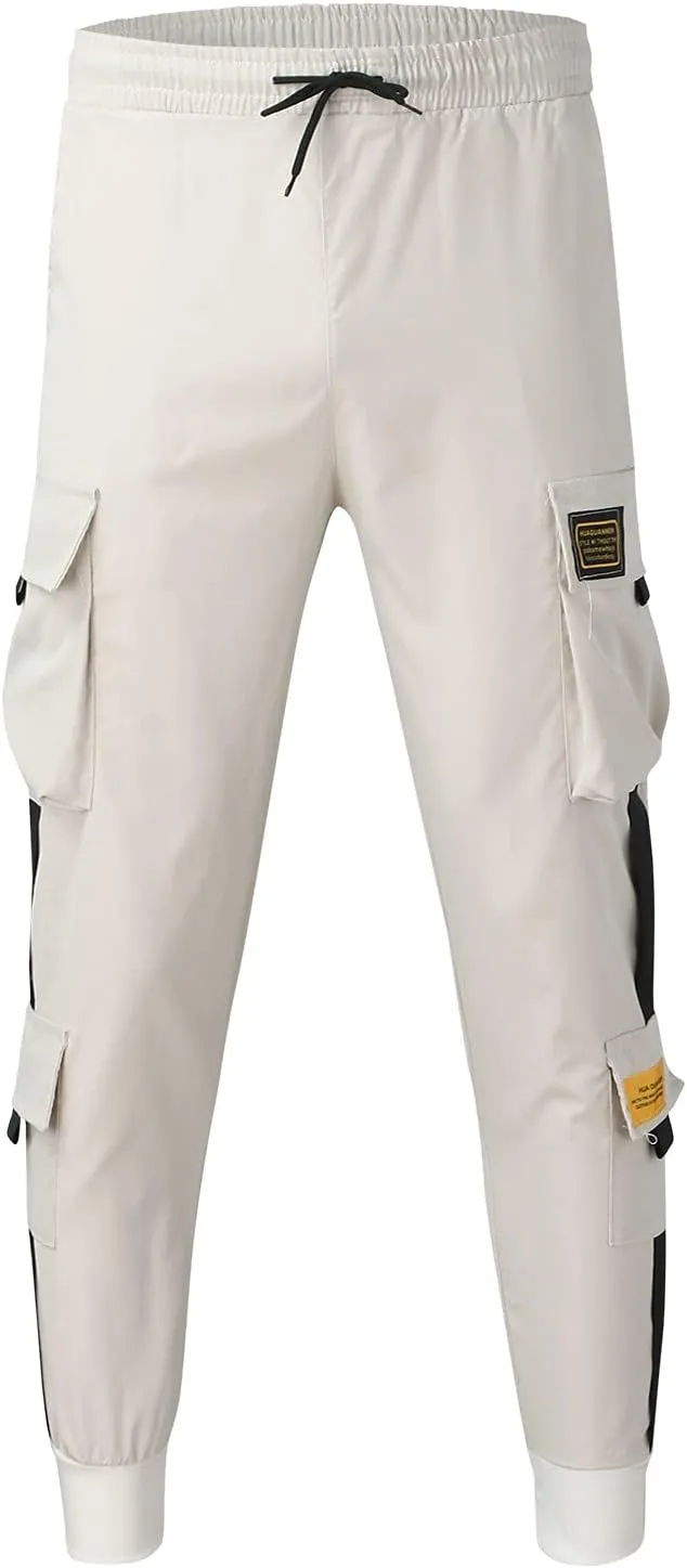 GIERIDUC Mens Hiking Cargo Pants Casual Workout Joggers Lightweight Gym Sweatpants Elastic Waist Athletic Pants with Pockets
