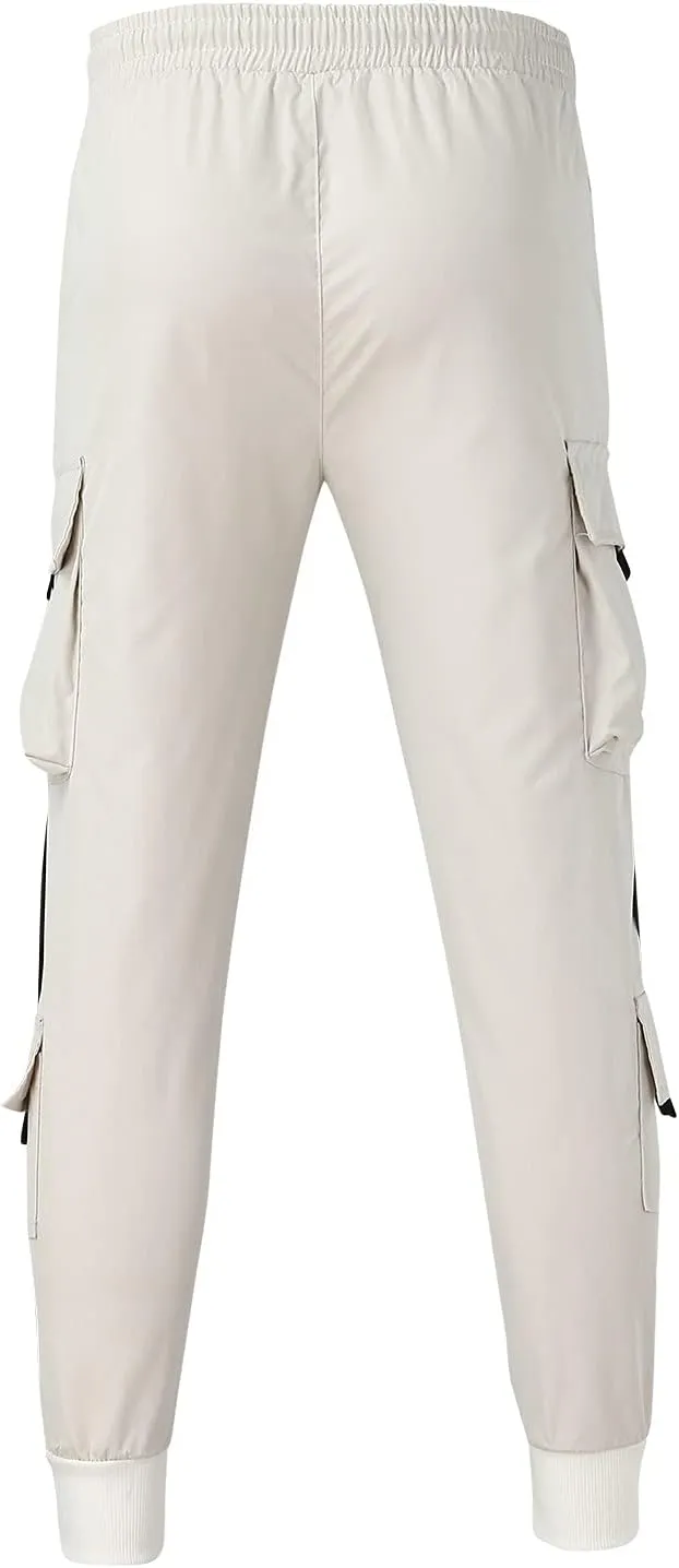GIERIDUC Mens Hiking Cargo Pants Casual Workout Joggers Lightweight Gym Sweatpants Elastic Waist Athletic Pants with Pockets