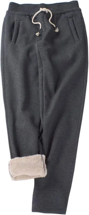Gihuo Women's Sherpa Lined Sweatpants Winter Warm Fleece Lined Sweatpants with Pockets Fleece Jogger Pants