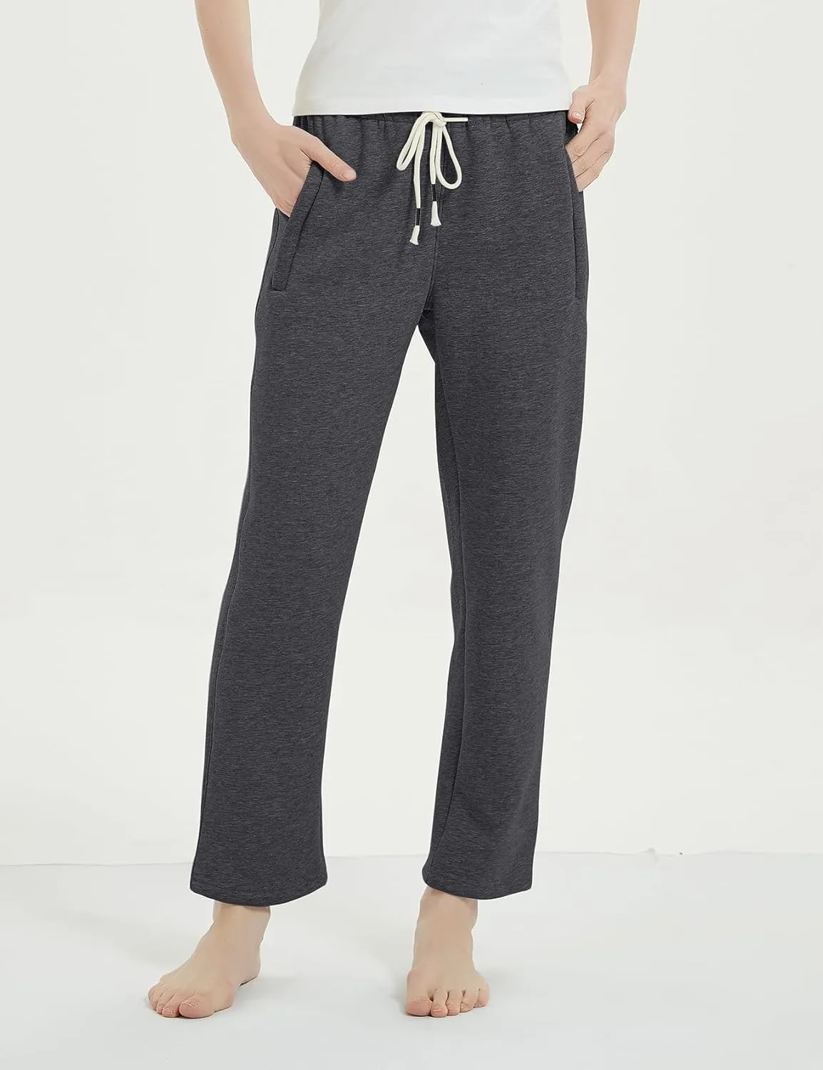 Gihuo Women's Sherpa Lined Sweatpants Winter Warm Fleece Lined Sweatpants with Pockets Fleece Jogger Pants